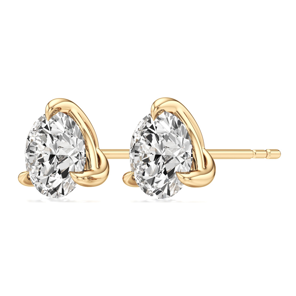 round lab grown diamond stud earrings yellow gold angle