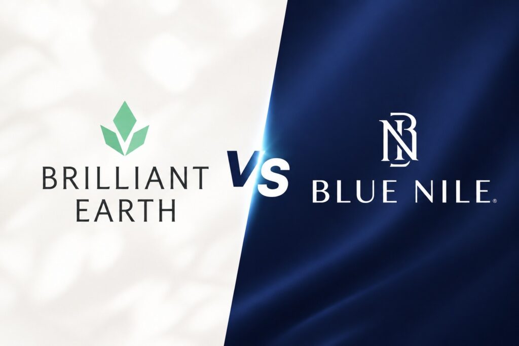 Brilliant Earth vs Blue Nile engagement ring comparison for choosing a diamond retailer