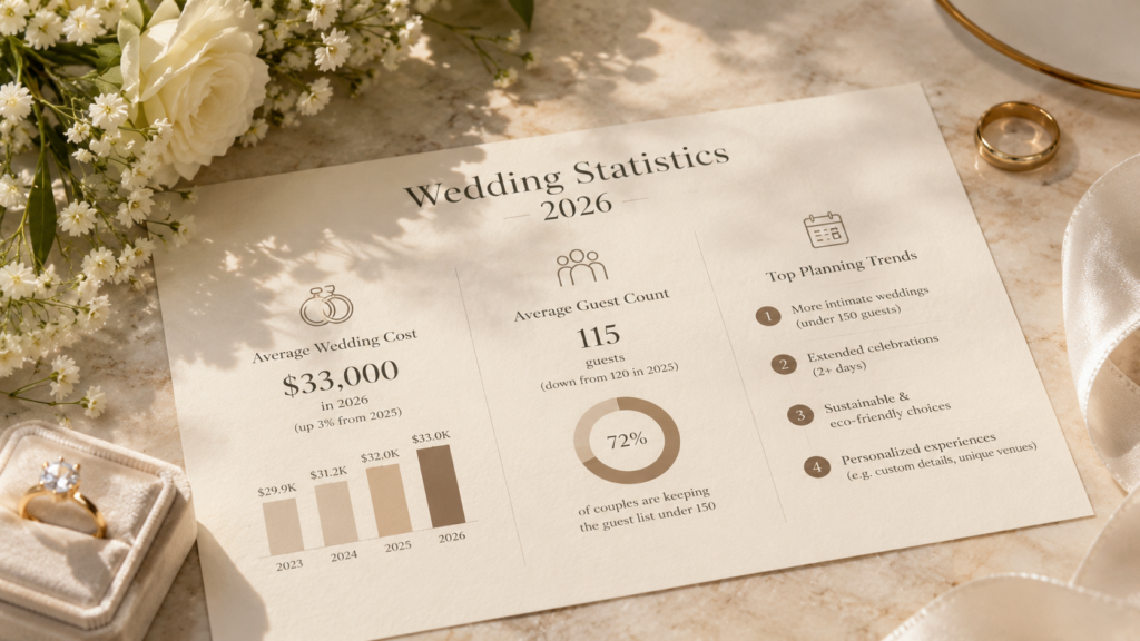 2026 Wedding Statistics Flat Lay