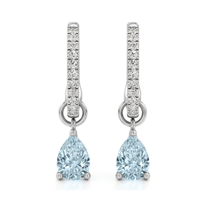 aqua sapphire aquamarine pear hoop earrings white gold video cover
