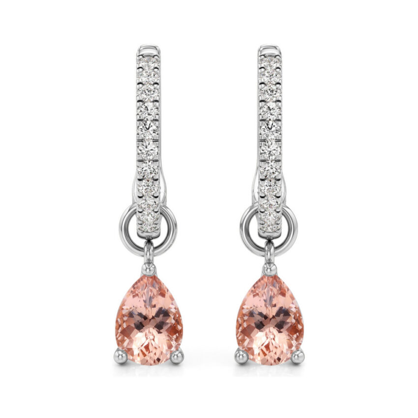 peach sapphire morganite pear hoop earrings platinum video cover